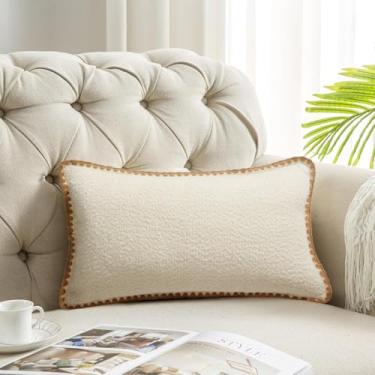 Imagem de ORTIGIA Farmhouse Capas de almofada decorativas de madeira serrada 30,5 x 50,8 cm com borda recortada fronha para sofá cama almofada sala de estar cáqui