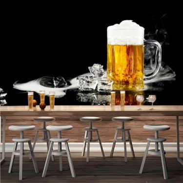 Imagem de Lcythiazole Mural de papel de parede personalizável, mural de papel de parede de cerveja, fundo preto, pintura decorativa de cerveja grande para bares, cafés e sala de estar