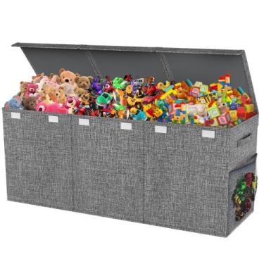 Imagem de Caixa de Brinquedos Mabahoo Extra Grande Dobrável e Resistente - Cinza