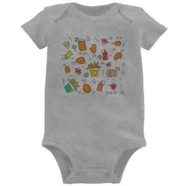Imagem de Body Bebê Fast Food - Foca na Moda, Cinza, G