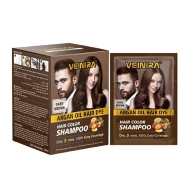 Imagem de Tonalizante Shampoo Cabelo Veinira 10 X 25ml Castanho Escuro