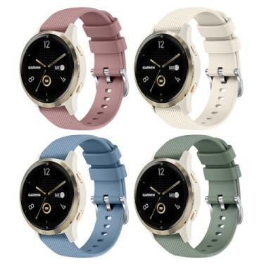 Imagem de Pacote com 4 pulseiras de silicone de 18 mm para Garmin Venu 3S / Vivoactive 4S / Venu 2S / Vivomove 3S, pulseiras de substituição esportivas macias para smartwatch Garmin Forerunner 255S/265S