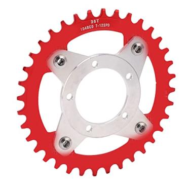 Imagem de Adaptador de Engrenagem de Bicicleta, Liga de Alumínio de Alumínio Mid Drive Chainring Kit de Conversão de Cadeia de Aranha para Motor de 36t 104bcd (Vermelho)
