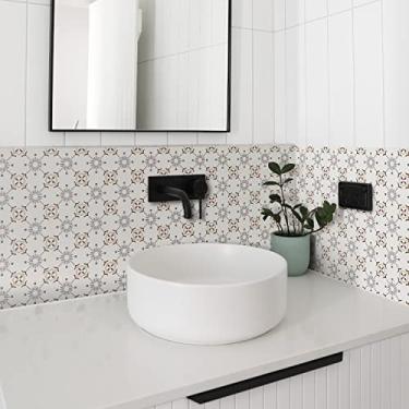 Imagem de Alwayspon 24 peças de adesivo de azulejo de parede fosco floral retrô para transferência e cola, decalques autoadesivos de azulejo de vinil Backsplsh para cozinha e banheiro, 15 x 15 cm/6 x 6