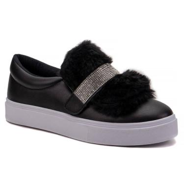 Imagem de Tênis Feminino Slip On 3 em 1 Casual Strass E Pelúcia