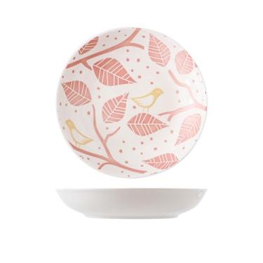 Imagem de Utensílios de mesa de cerâmica de 20 polegadas pintados à mão em estilo japonês, pratos de dim sum, pratos domésticos, pratos redondos - pratos de arroz de 20 cm - branco magpie