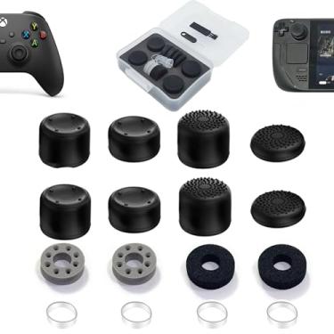 Imagem de ZHI-NYLLDJS Conjunto de tampas de aperto de polegar FPS para Xbox One (Série X, S) Tampas de controle de silicone para polegares de silicone Tampas de joystick para Steam Deck, anéis de precisão para