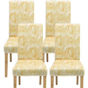 Imagem de Comfy Gate Pacote com 4 capas de cadeira de sala de jantar, capas de cadeira para sala de jantar, conjunto com 4 capas elásticas para cadeira de jantar, conjunto de 4 protetores de cadeira de cozinha,