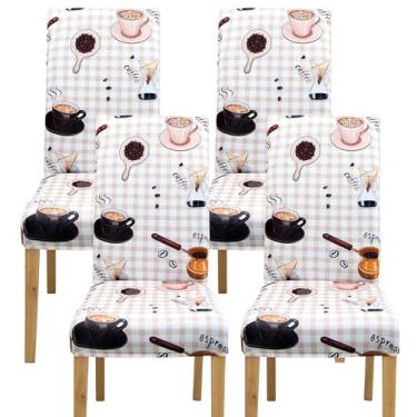 Imagem de Comfy Gate Pacote com 4 capas de cadeira de sala de jantar, capas de cadeira para sala de jantar, conjunto de 4 capas elásticas para cadeira de jantar, conjunto de 4 protetores de cadeira de cozinha,