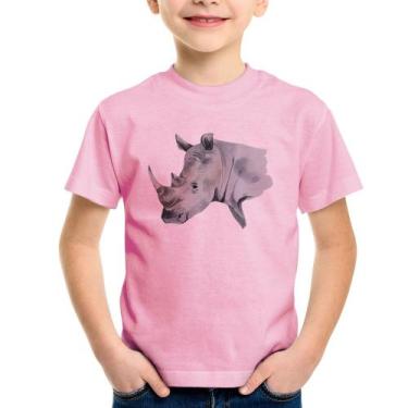 Imagem de Camiseta Infantil Rinoceronte - Foca na Moda, Rosa bebê, 10