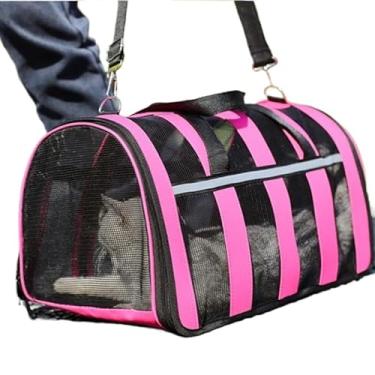 Imagem de Bolsa Mala Transporte Pet Cachorro Gato Viagem Avião Material Respiravel(ROSA P 35 * 24 * 20)