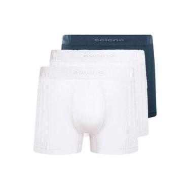 Imagem de Kit com 3 Cuecas Boxer Selene 11070-002//440 Colorido, Branco, M
