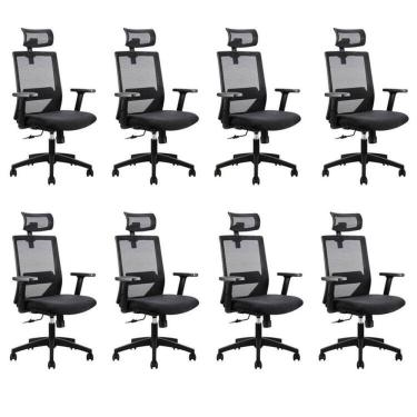 Imagem de Kit 8 Cadeiras Presidente Nr17 Office Chicago Preto