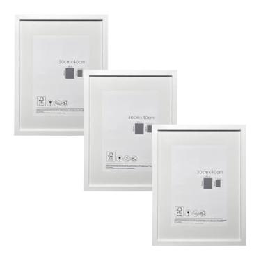 Imagem de KIT 3 Porta Retratos Quadrado de Vidro com Paspatur Expositor para Fotos 30x40 Versátil para Parede ou Balcão Outlet dos Quadros (Branco)