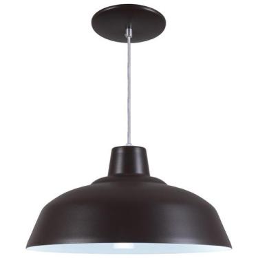 Imagem de Pendente Retrô 34cm Luminária Lustre Alumínio Marrom Tabaco Textura - 