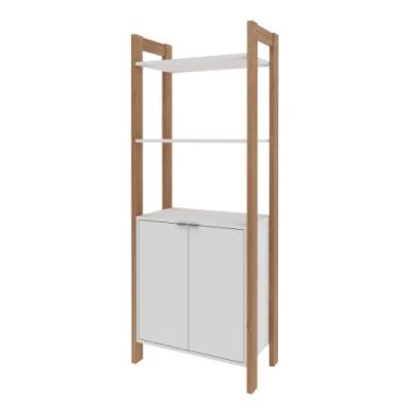 Imagem de Estante Multiuso com 2 Portas AZ1009 Amêndoa/Branco Tecnomobili