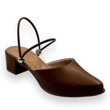 Imagem de Mulle Salto 2 em 1 Feminino Sandália Tornozeleira Fashion Tamanco Bico