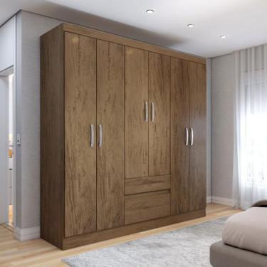 Imagem de Guarda-Roupa Casal Las Vegas 6 Portas 2 Gavetas Imbuia Rústico - Panor