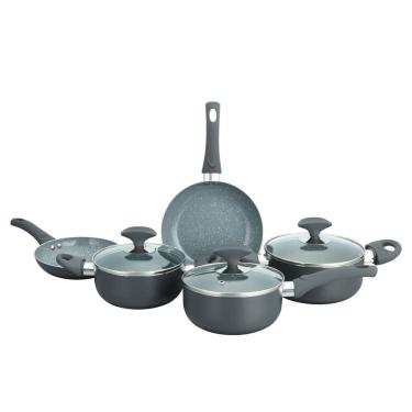 Imagem de Conjunto 5 Panelas Cerâmica Casa do Chef Tampa de Vidro Cinza