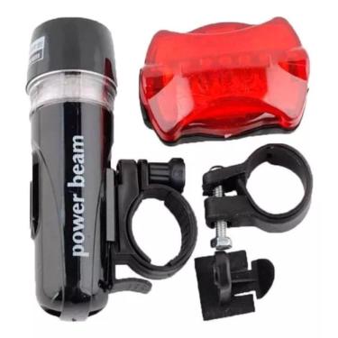 Imagem de Kit Farol Lanterna Led Bike Bicicleta Traseira E Dianteira Preto