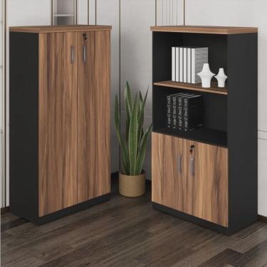 Imagem de Kit 2 Armários Multiuso para Escritório com Armário Fechado e Armário Estante Espresso Móveis
