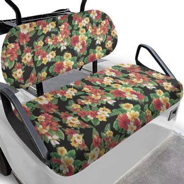 Imagem de Darisoco Capa de banco de carrinho de golfe floral tropical - tecido felpudo elástico com bordas elásticas antiderrapantes, absorvente e lavável na máquina