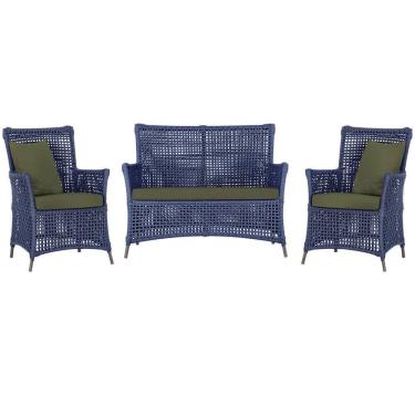 Imagem de Jogo Sofá e 2 Poltronas de Área Igapó Alumínio Pintura Marrom Corda Náutica Estofado 13 Trama