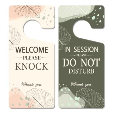 Imagem de Placa de porta em sessão para terapeutas – Pacote com 2 placas "Please Do Not Disturb" para consulta de tratamento terapêutico, por favor, bata a placa para porta 23 x 10 cm