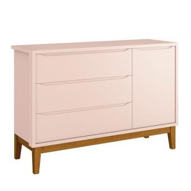 Imagem de Cômoda Infantil New Classic Rosa com Pés Madeira  Reller
