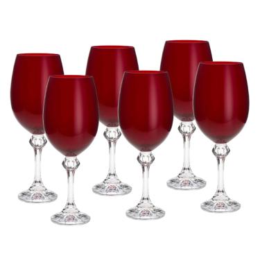 Imagem de Conjunto 6 Taças de Cristal Para Vinho 450ml Elisa Rubi Bohemia
