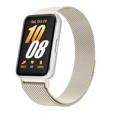 Imagem de Pulseiras de metal para Samsung Galaxy Fit 3 para mulheres e homens, pulseira de malha de aço inoxidável compatível com smartwatch Samsung Galaxy Fit 3 (ouro champanhe)