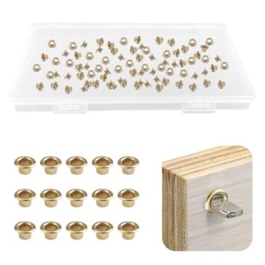 Imagem de UFURMATE 300 peças de tampas de pino de prateleira dourada com furo pinos de prateleira de metal resistente ilhós de reforço para estante de livros, armário, suporte de prateleiras de armário (5 mm)