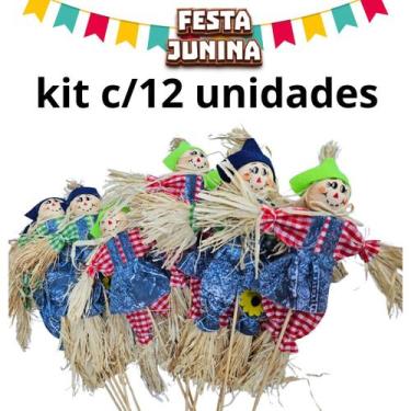 Imagem de Kit c/12 Espantalho Decoração Festa Junina 39cm palito 70637 - sm deco