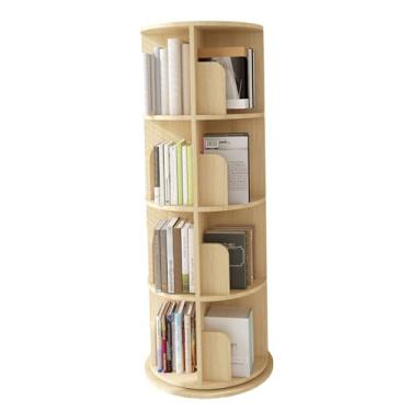 Imagem de AKALNNB Estante rotativa de 6 camadas, suporte para CD de exibição de 360°, organizador de estante estreito de madeira, prateleiras com design aberto, fácil de montar para sala de estar, escritório