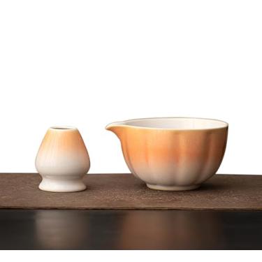 Imagem de LamChyar Conjunto Matcha batedor e tigela, tigela matcha de cerâmica e suporte de batedeira, tigela matcha com bico, suporte de batedor de fósforo, conjunto requintado matcha para cerimônia do chá