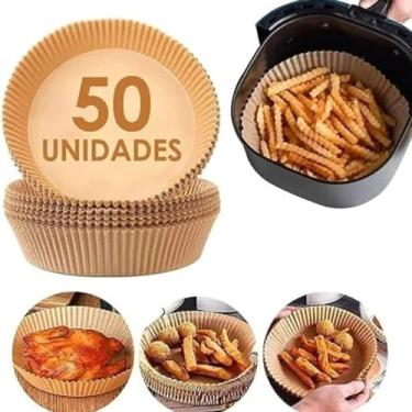 Imagem de Forro de Papel para Airfryer 50 Unidades Antiaderente, Biodegradável, Descartável | Suporta até 220°C | Ideal para Air Fryer 3 a 5 Litros