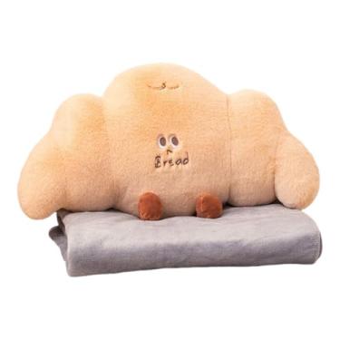 Imagem de Kuntesetty Almonte de cobertor de viagem, travesseiro de pelúcia, almofada decorativa de sofá para sofá de cama de decoração, Croissant
