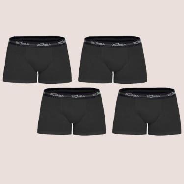 Imagem de Kit Com 4 Cuecas Boxer Sem Costura Algodão Confortável Zorba, Preto, M