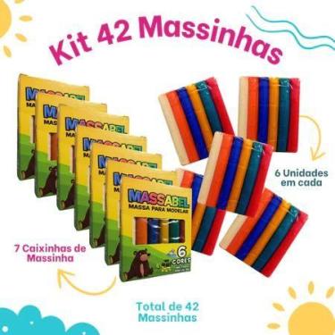 Imagem de Kit 42 Massinha de Modelar 6 Cores Diferentes Colorida Kit Festa Lembr