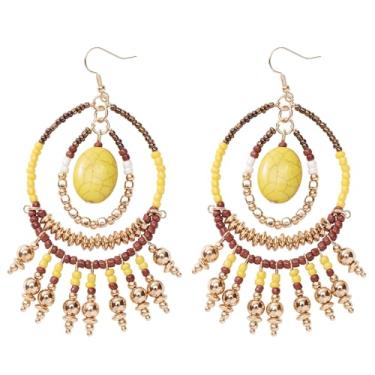 Imagem de BOCAR Brincos de argola multicoloridos feitos à mão com pingente de sementes para mulheres, brincos de borla, bijuterias, presentes (BER-1228), standard, Acrílico, Sem pedra preciosa