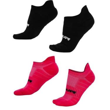 Imagem de Kit 02 Pares Meia Corrida HUPI Pro Invisível Preto e Rosa, Preto, Rosa