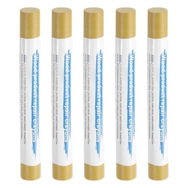 Imagem de HARFINGTON 5 peças de bastões de enchimento de madeira, cera de madeira, retoque de móveis, gizes de cera para reparo de móveis para madeira, grão de pera