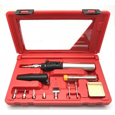 Imagem de Conjunto de ferro de solda industrial butano All Splendid - com 5 pontas e soprador de ar quente com fio de solda - tocha micro soprada