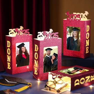 Imagem de Foilswirl 2025 4 conjuntos de decorações de centro de formatura para mesa de formatura molduras iluminadas para mesa de trabalho, álbuns de papel com glitter, enfeites de mesa para presentes de