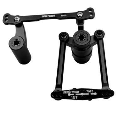 Imagem de BeaxTurbo Racing Upgrade Parts CNC Aluminum 7075 Sarvo Steering Bell Crank Kit for Losi DBXL E2.0 1/5 (Black)