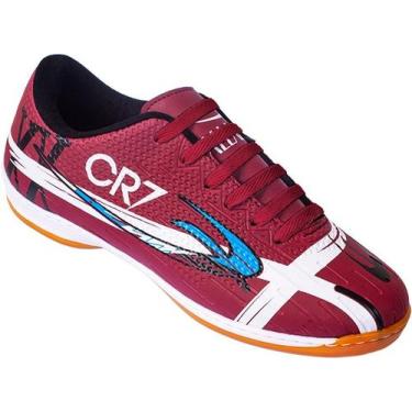 Imagem de Chuteira Futsal Cr7 Preta Leve e Confortável para Quadra e Salão  Sola