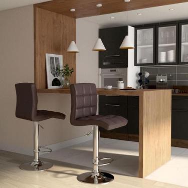 Imagem de Conjunto com 2 Banquetas Giratórias Fiern Marrom Escuro - Mobly