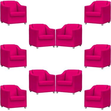 Imagem de Kit 10 Poltronas Mila Corino Cores Pé De Plástico Cromado - Pink Corino