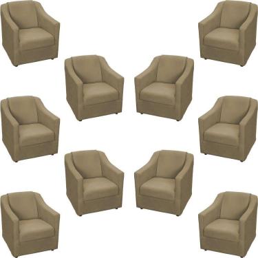 Imagem de Kit 10 Poltronas Decorativa Mila Pé De Plástico Cromado - Nude Suede