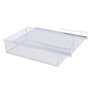 Imagem de DimyFew Mesh Closet pendurado cesto sob cesta de arame de prateleira sob o organizador do gabinete para casa, Branco